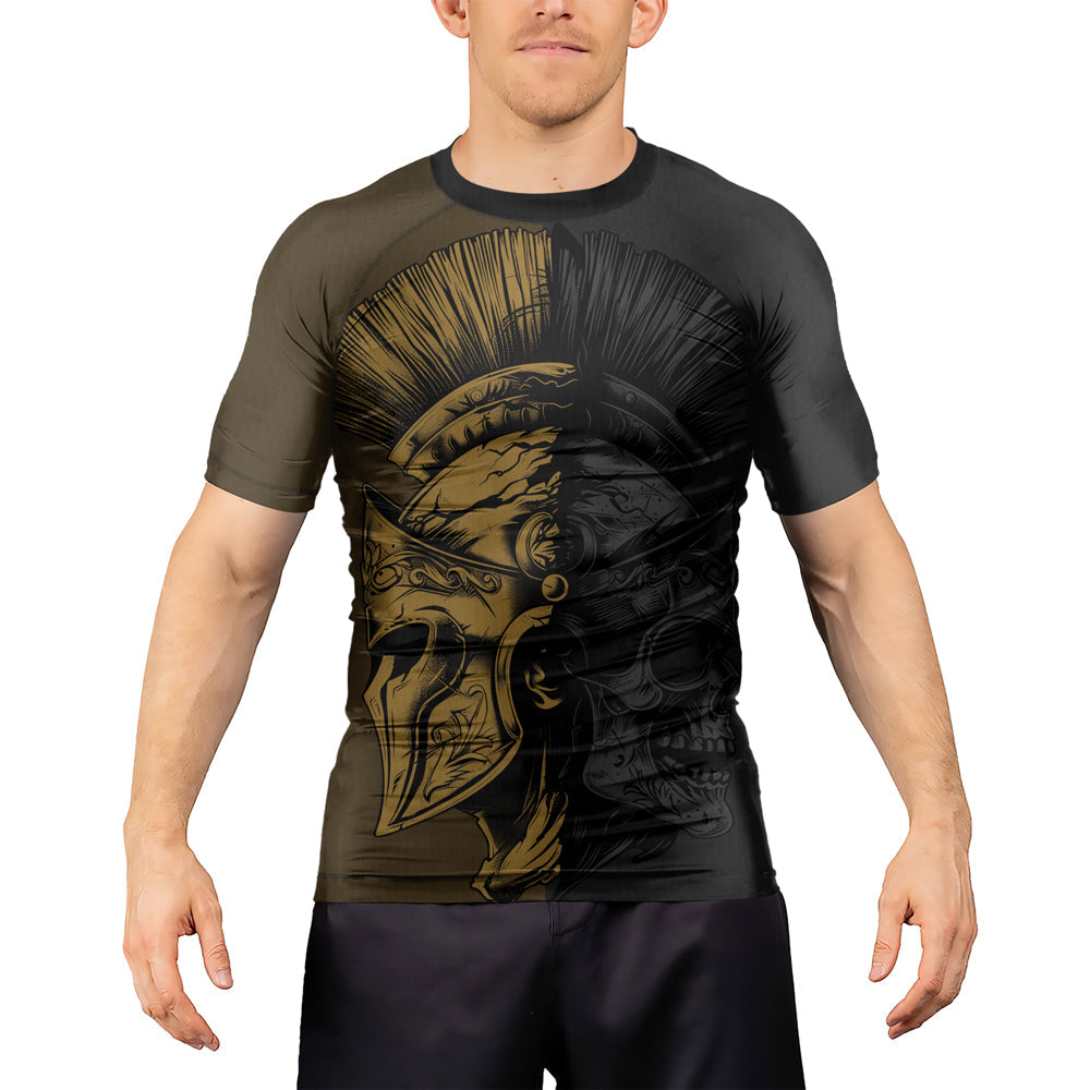 Rashninja Spartan Skull Clash Men's Short Sleeve Rash Guard