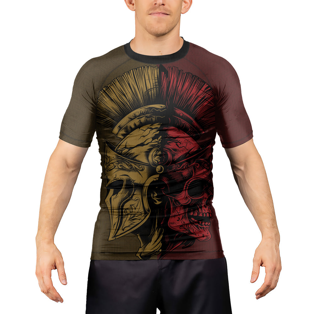 Rashninja Spartan Skull Clash Men's Short Sleeve Rash Guard