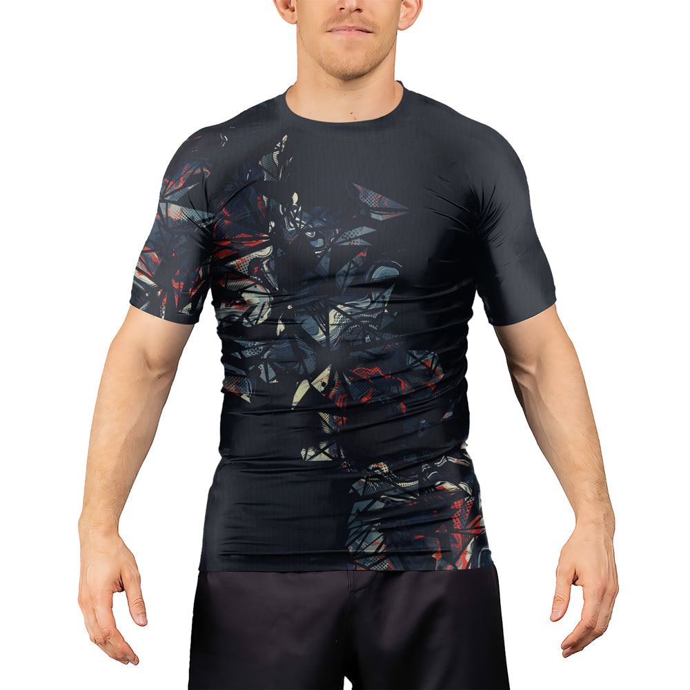Rashninja Cyber Storm Fire Men's Short Sleeve Rash Guard