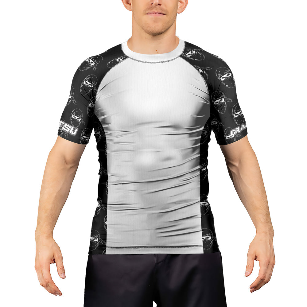Rashninja Ninja Stealth Pattern White Men's Short Sleeve Rash Guard