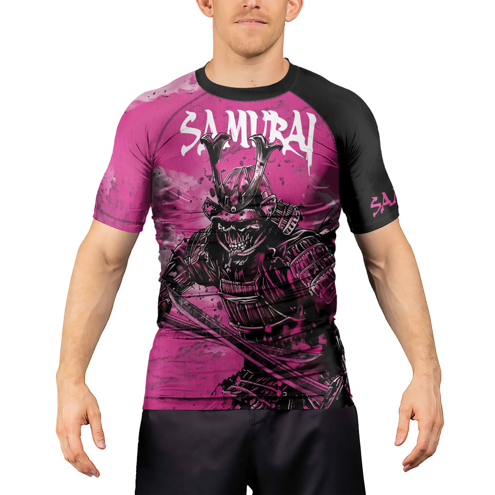 Rashninja Samurai Pink Fury Men's Short Sleeve Rash Guard