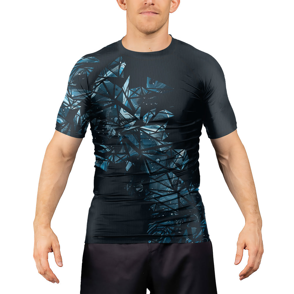Rashninja Cyber Storm Turquoise Men's Short Sleeve Rash Guard