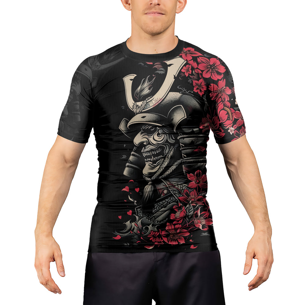 Rashninja Samurai Golden Mask Men's Short Sleeve Rash Guard