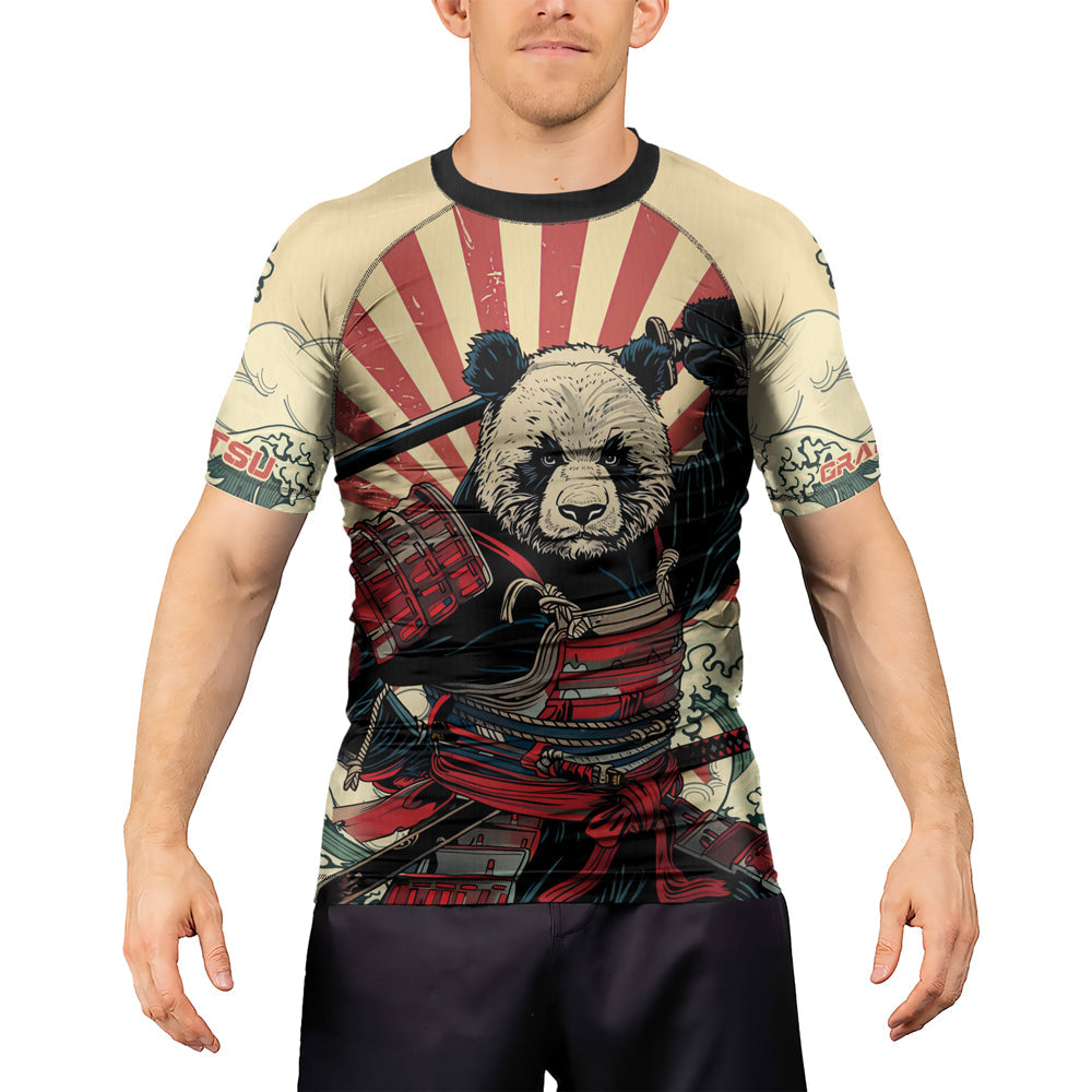 Rashninja Panda Samurai Circle Men's Short Sleeve Rash Guard