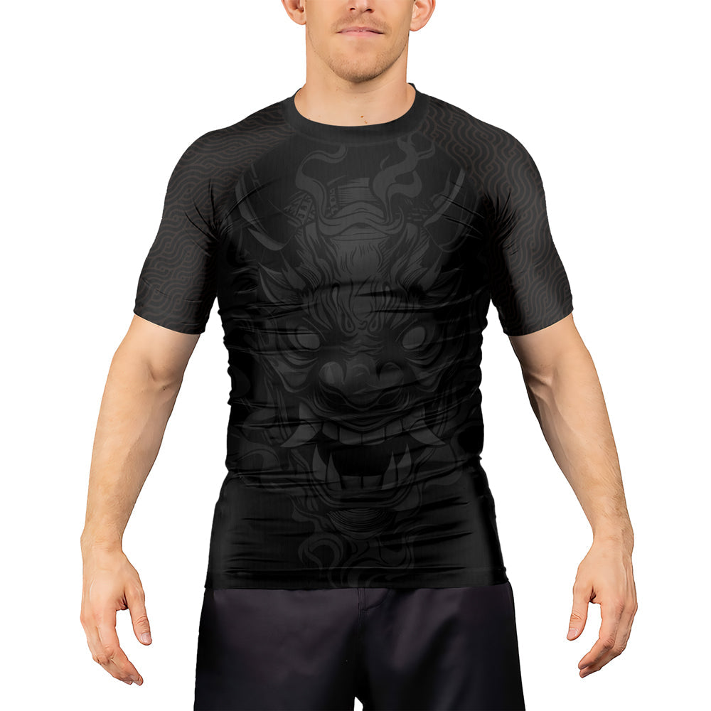 Rashninja Samurai Oni Flames Men's Short Sleeve Rash Guard