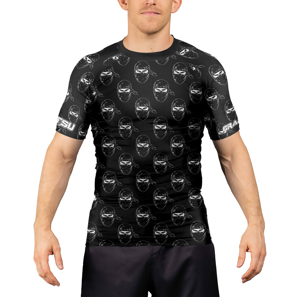 Rashninja Ninja Stealth Pattern Black Men's Short Sleeve Rash Guard