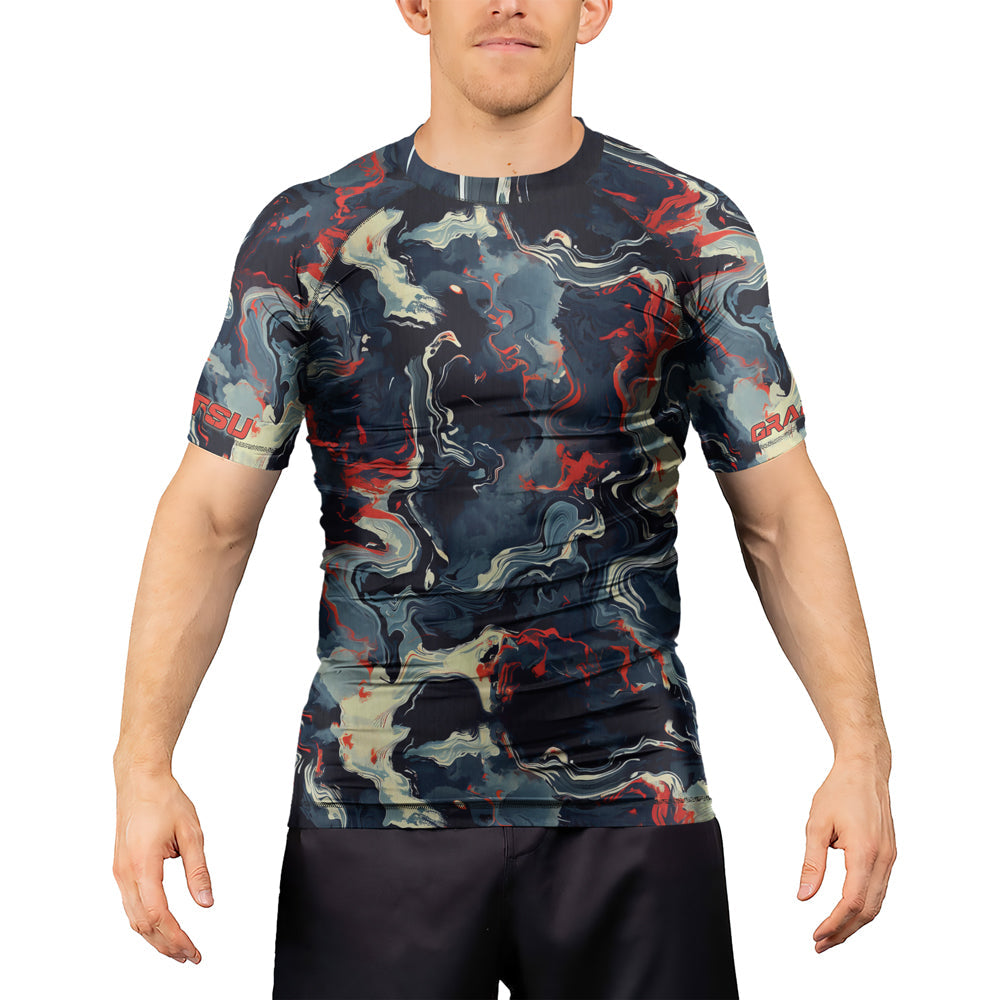Rashninja Cyber Storm Fire Men's Short Sleeve Rash Guard