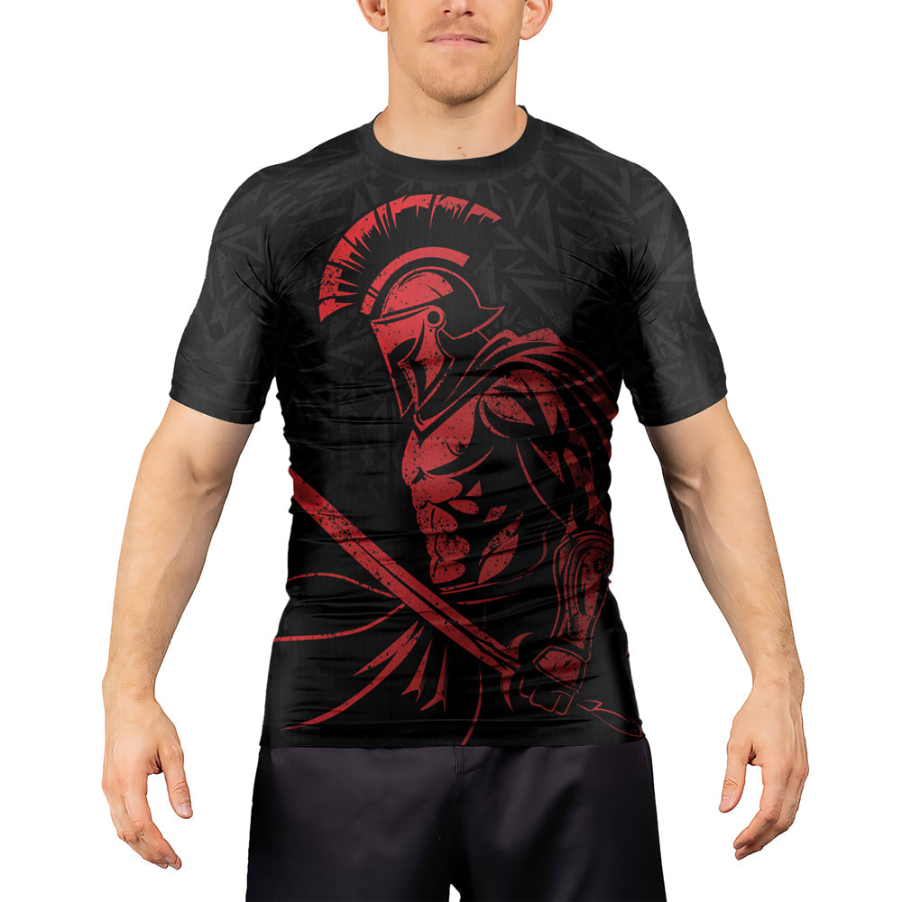 Rashninja Spartan Red Shield Men's Short Sleeve Rash Guard