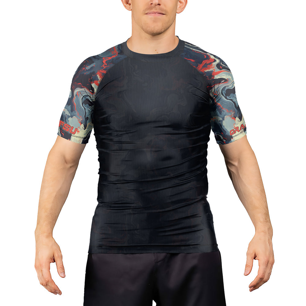 Rashninja Cyber Storm Fire Men's Short Sleeve Rash Guard