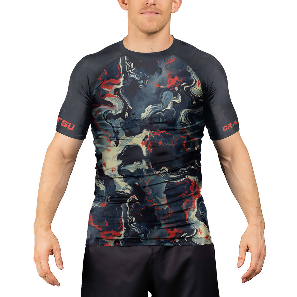 Rashninja Cyber Storm Fire Men's Short Sleeve Rash Guard