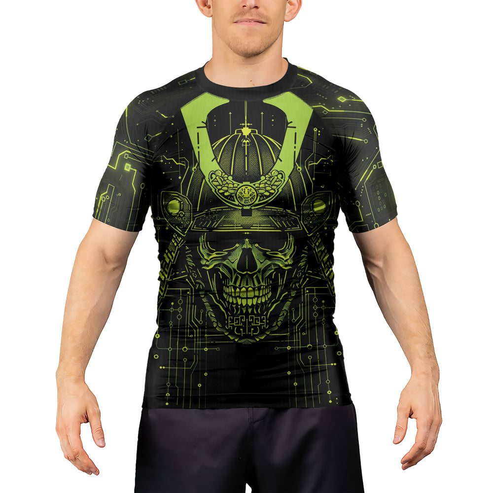 Rashninja Cyber Samurai Circuit Green Men's Short Sleeve Rash Guard