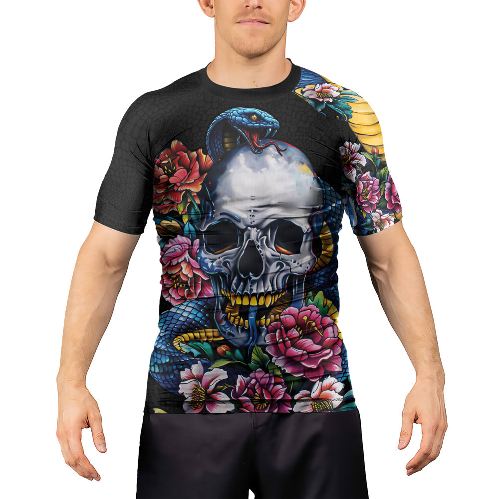 Rashninja Snake Dark Bloom Men's Short Sleeve Rash Guard