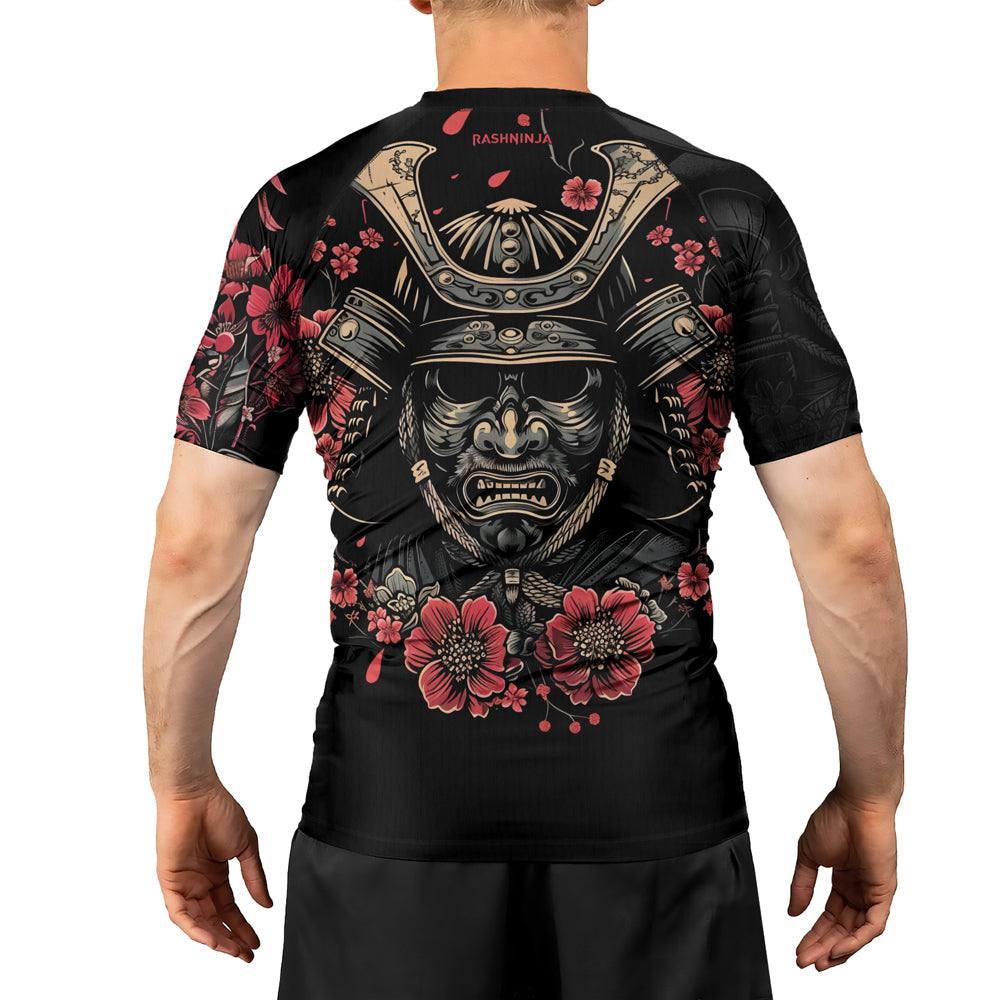 Rashninja Samurai Golden Mask Men's Short Sleeve Rash Guard