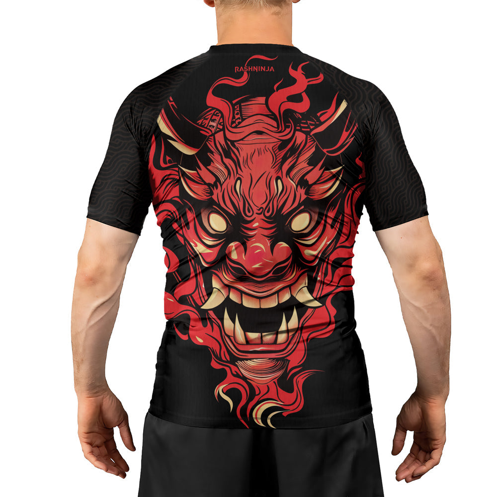 Rashninja Samurai Oni Flames Men's Short Sleeve Rash Guard