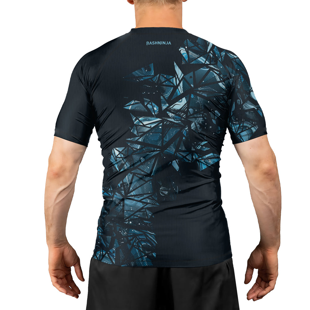 Rashninja Cyber Storm Turquoise Men's Short Sleeve Rash Guard