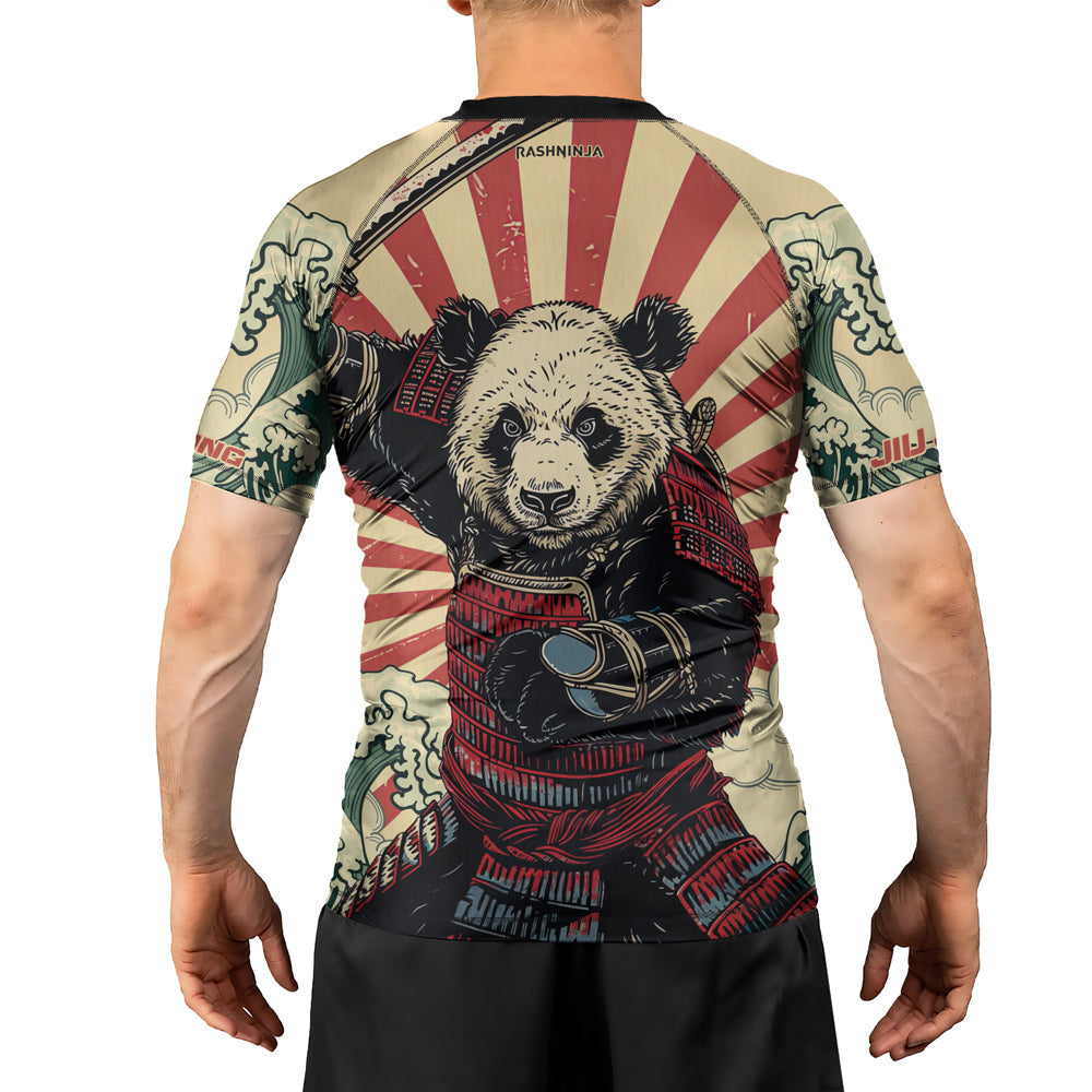 Rashninja Panda Samurai Circle Men's Short Sleeve Rash Guard