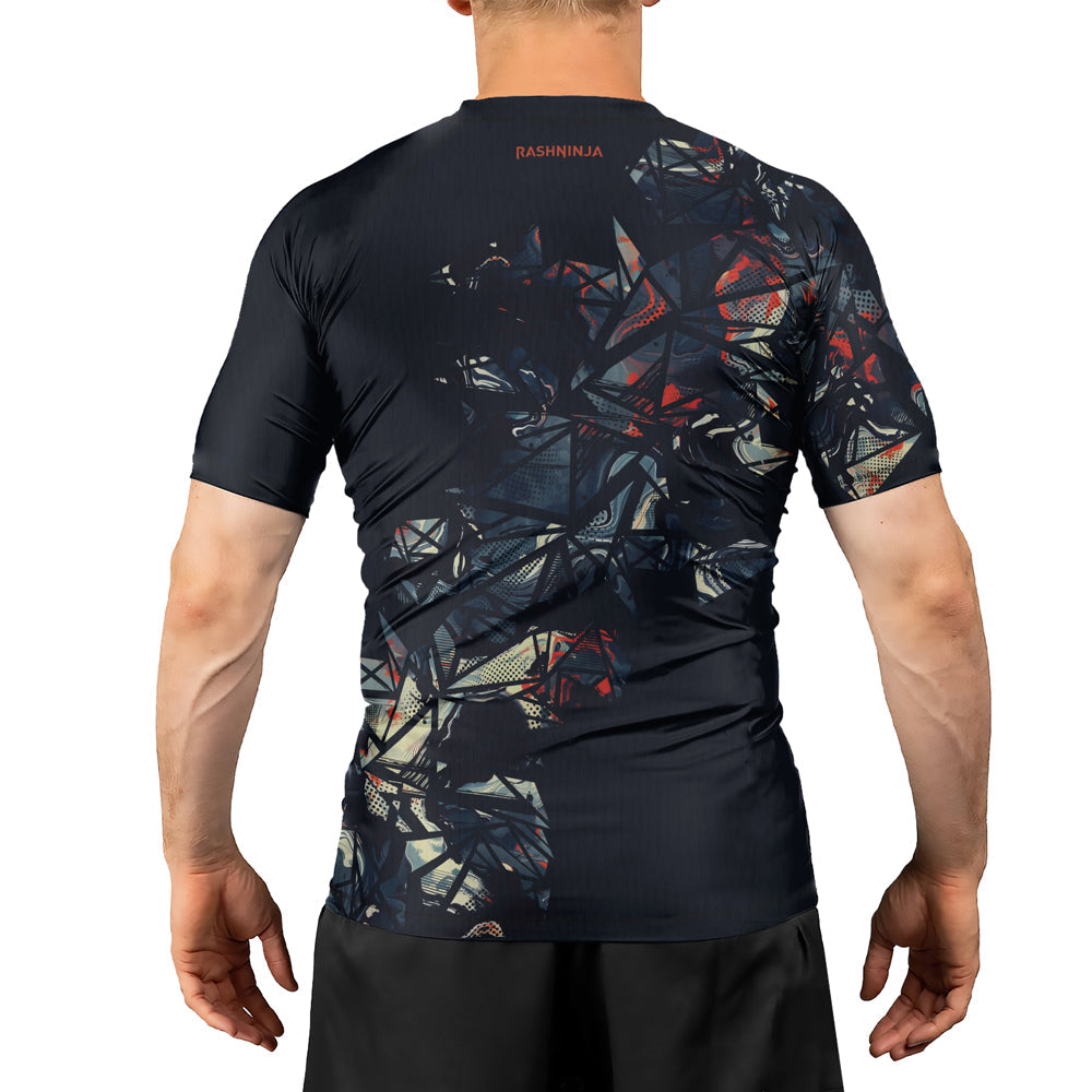 Rashninja Cyber Storm Fire Men's Short Sleeve Rash Guard