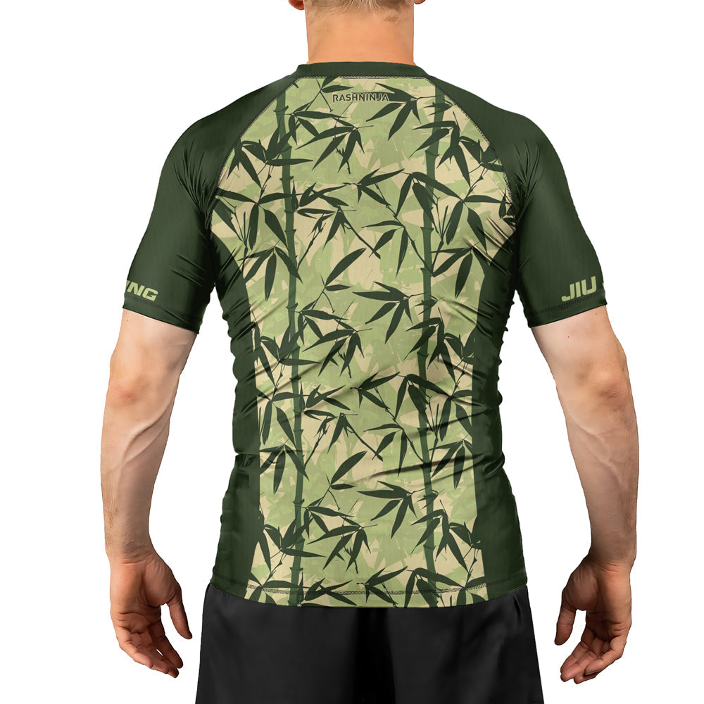 Rashninja Camouflage Bamboo Leaf Blend Men's Short Sleeve Rash Guard