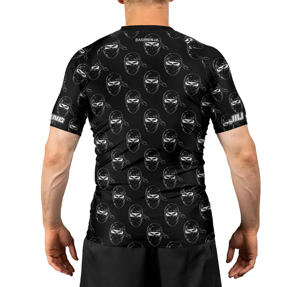 Rashninja Ninja Stealth Pattern Black Men's Short Sleeve Rash Guard