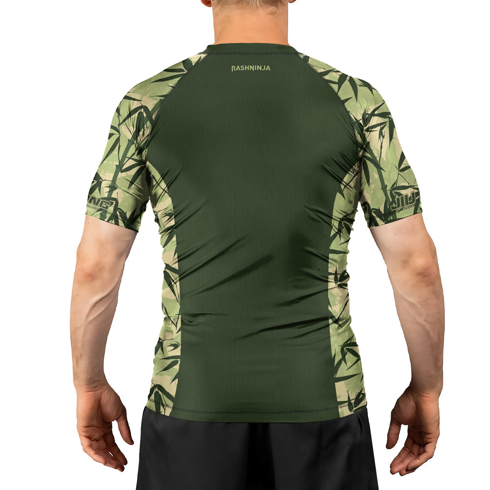 Rashninja Camouflage Bamboo Leaf Blend Men's Short Sleeve Rash Guard