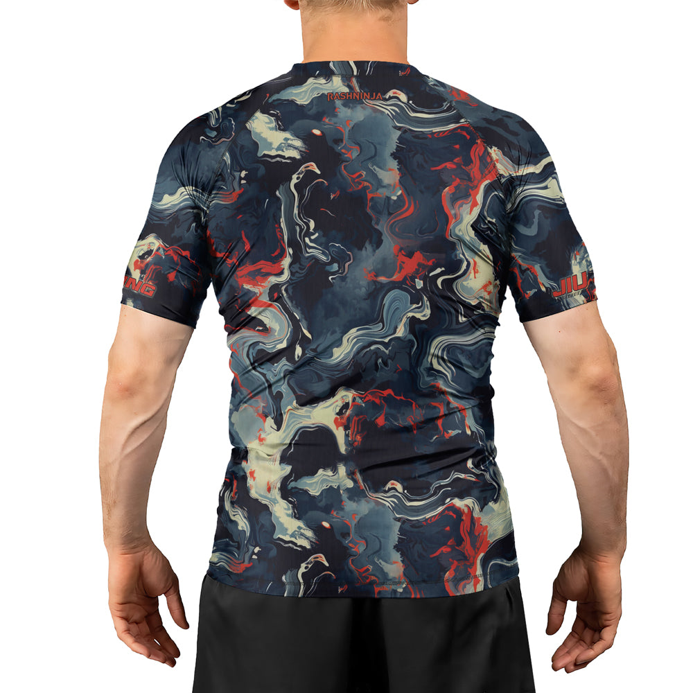 Rashninja Cyber Storm Fire Men's Short Sleeve Rash Guard