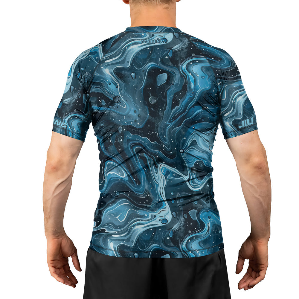 Rashninja Cyber Storm Turquoise Men's Short Sleeve Rash Guard