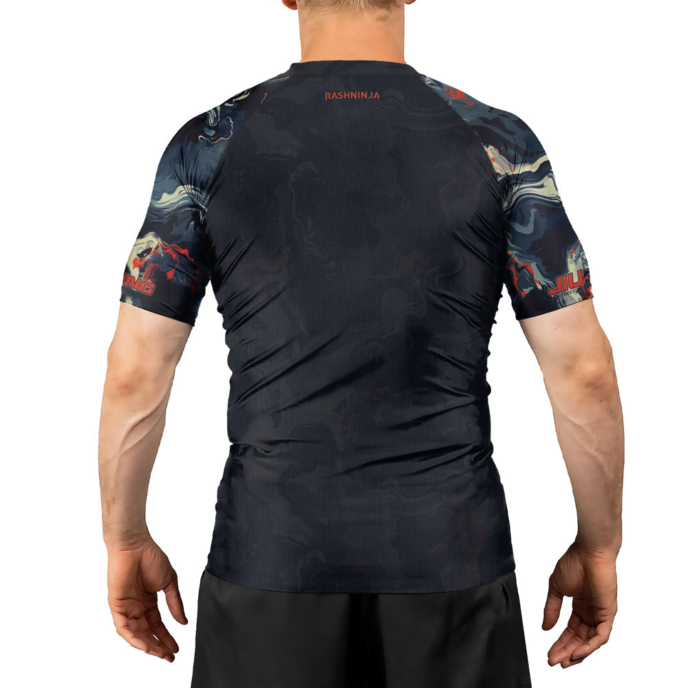 Rashninja Cyber Storm Fire Men's Short Sleeve Rash Guard