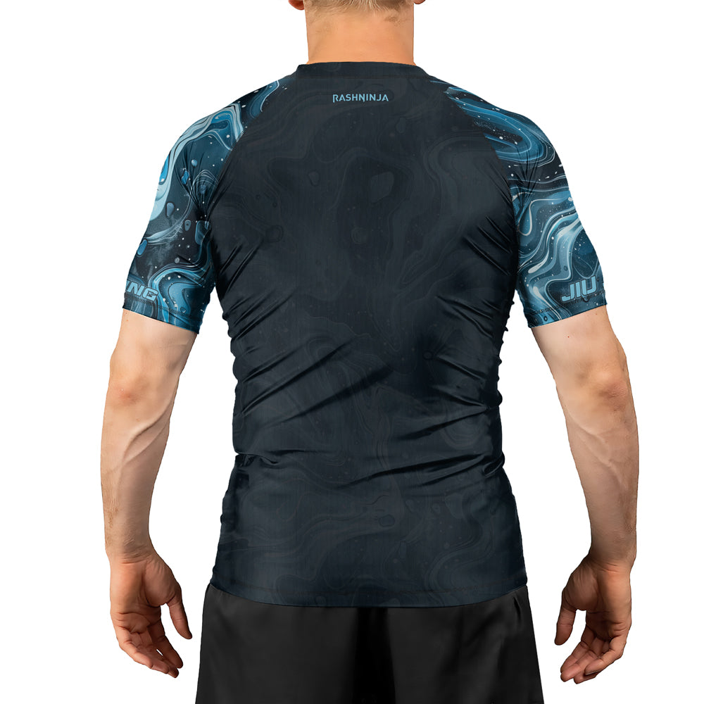 Rashninja Cyber Storm Turquoise Men's Short Sleeve Rash Guard