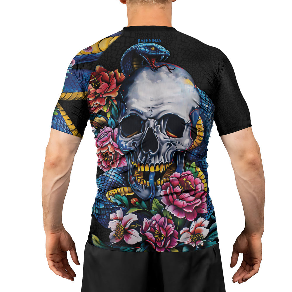 Rashninja Snake Dark Bloom Men's Short Sleeve Rash Guard