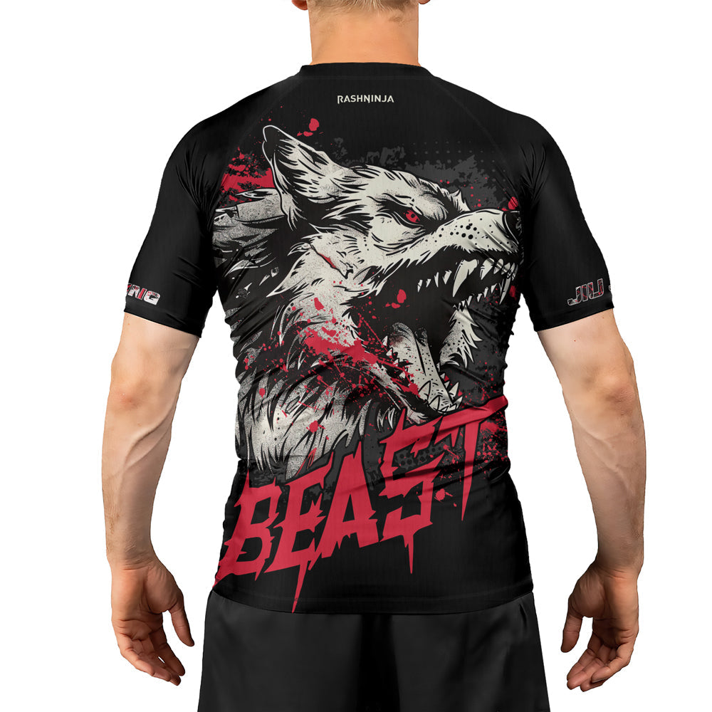 Rashninja Wolf Tribal Spirit Men's Short Sleeve Rash Guard