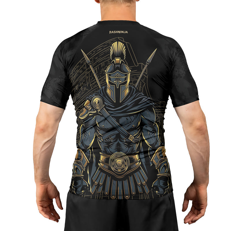 Rashninja Spartan Golden Helm Men's Short Sleeve Rash Guard