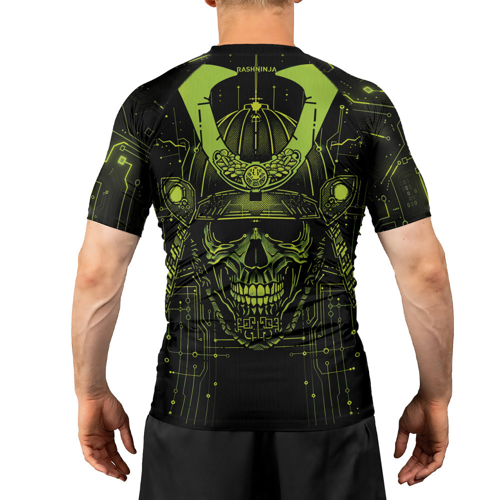 Rashninja Cyber Samurai Circuit Green Men's Short Sleeve Rash Guard