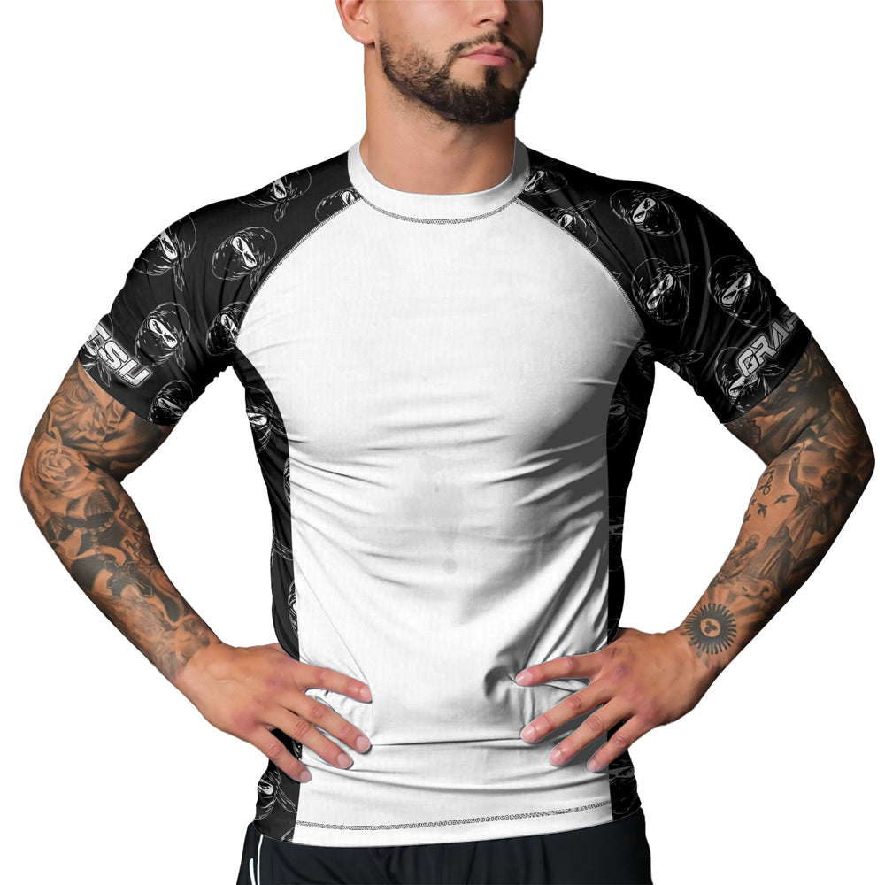 Rashninja Ninja Stealth Pattern White Men's Short Sleeve Rash Guard