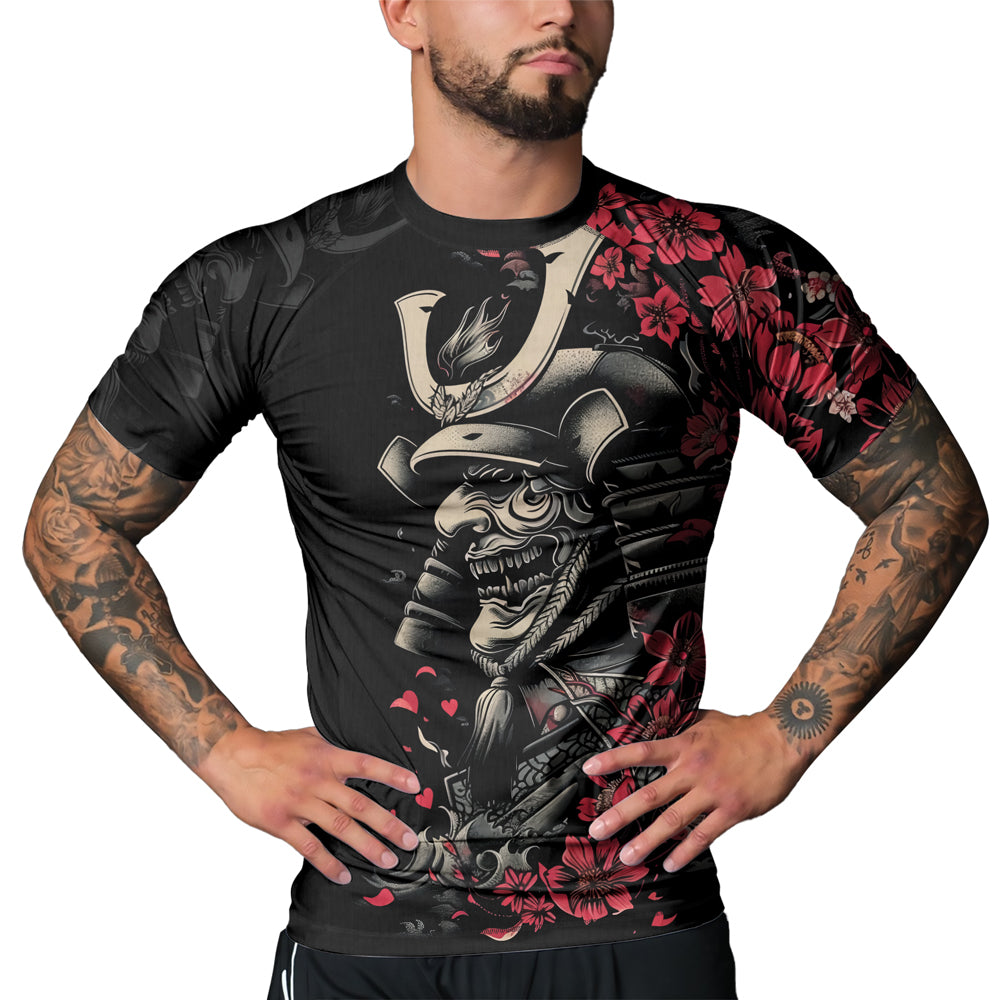 Rashninja Samurai Golden Mask Men's Short Sleeve Rash Guard