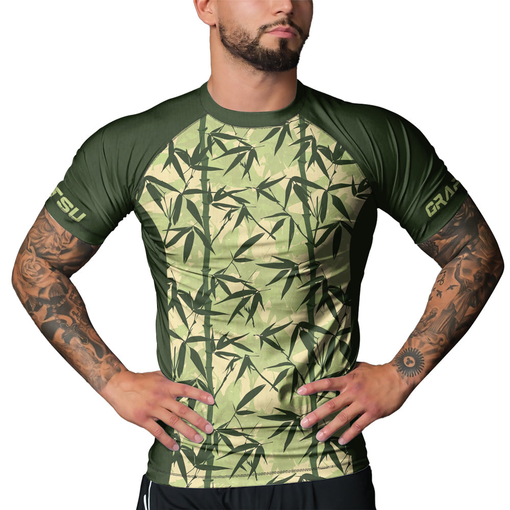 Rashninja Camouflage Bamboo Leaf Blend Men's Short Sleeve Rash Guard
