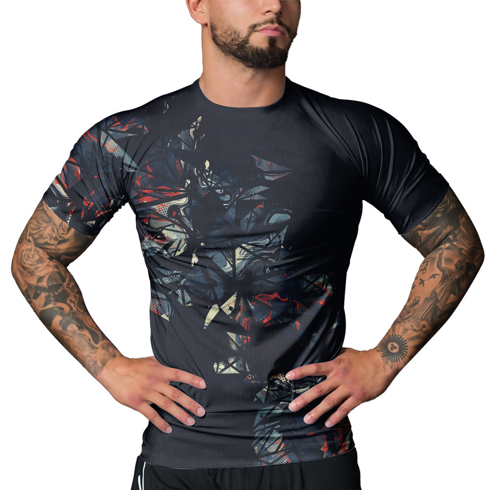 Rashninja Cyber Storm Fire Men's Short Sleeve Rash Guard