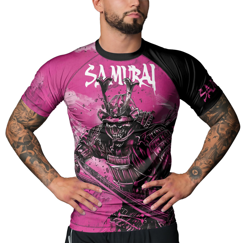 Rashninja Samurai Pink Fury Men's Short Sleeve Rash Guard