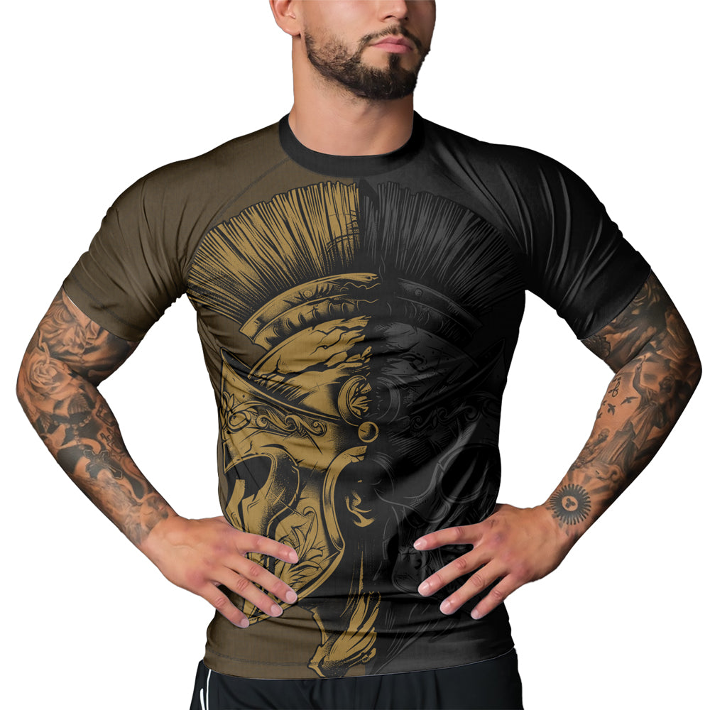 Rashninja Spartan Skull Clash Men's Short Sleeve Rash Guard