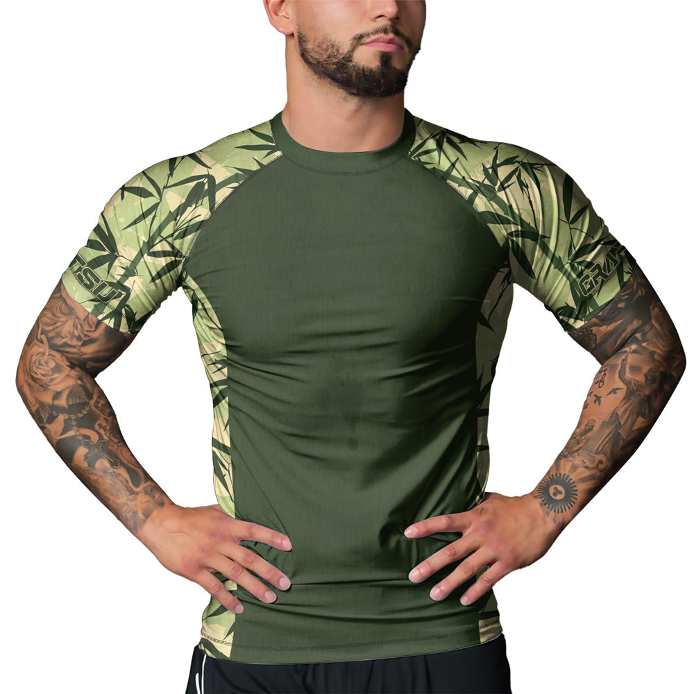 Rashninja Camouflage Bamboo Leaf Blend Men's Short Sleeve Rash Guard