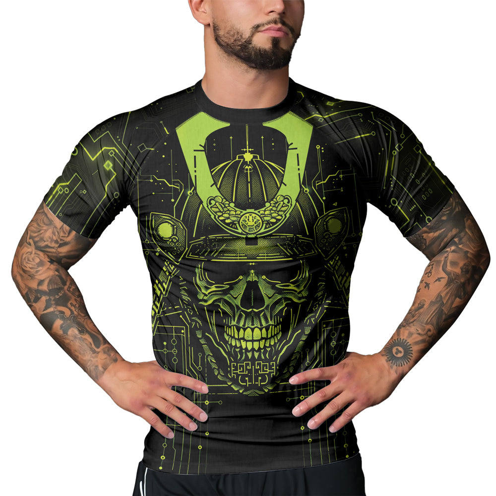 Rashninja Cyber Samurai Circuit Green Men's Short Sleeve Rash Guard