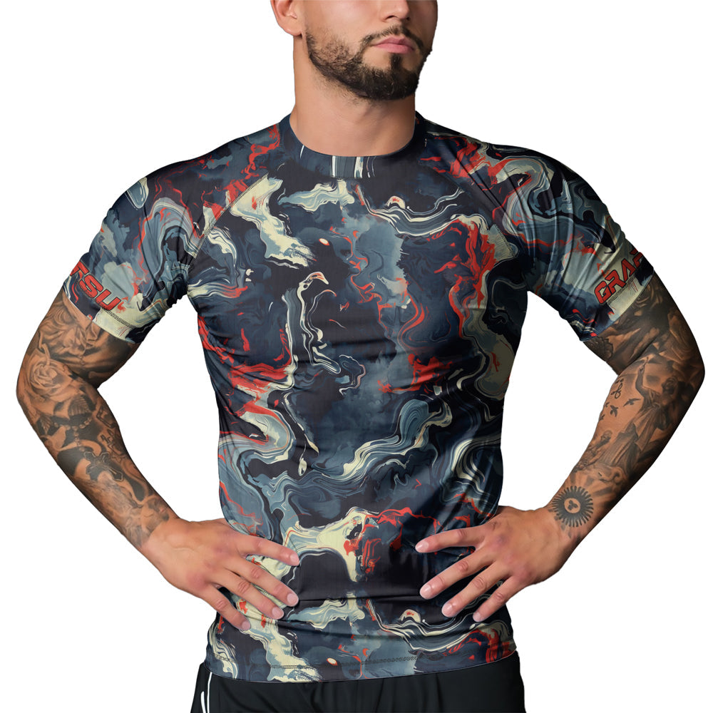 Rashninja Cyber Storm Fire Men's Short Sleeve Rash Guard