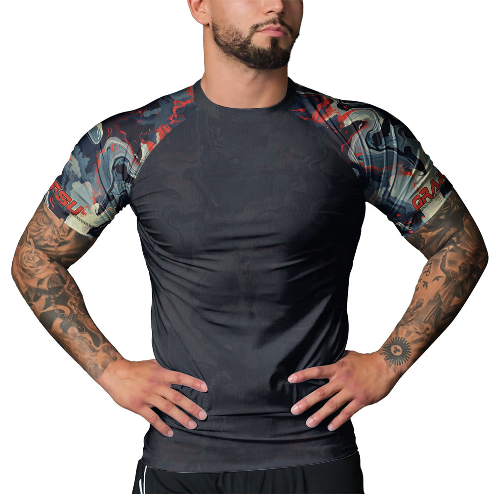 Rashninja Cyber Storm Fire Men's Short Sleeve Rash Guard