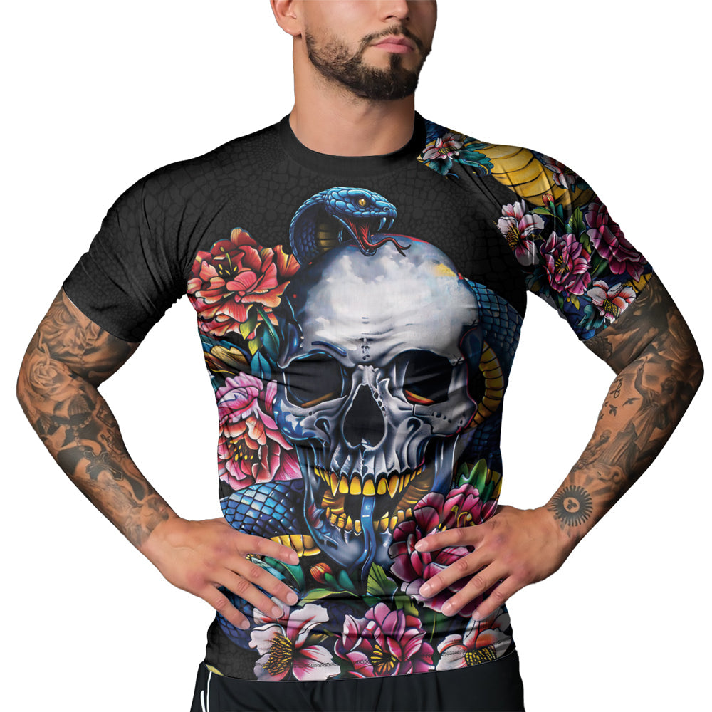 Rashninja Snake Dark Bloom Men's Short Sleeve Rash Guard
