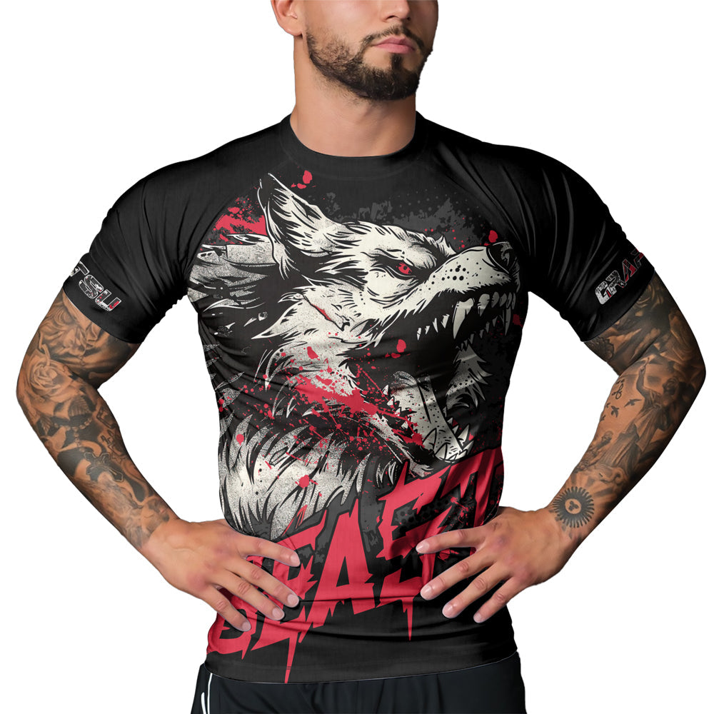Rashninja Wolf Tribal Spirit Men's Short Sleeve Rash Guard