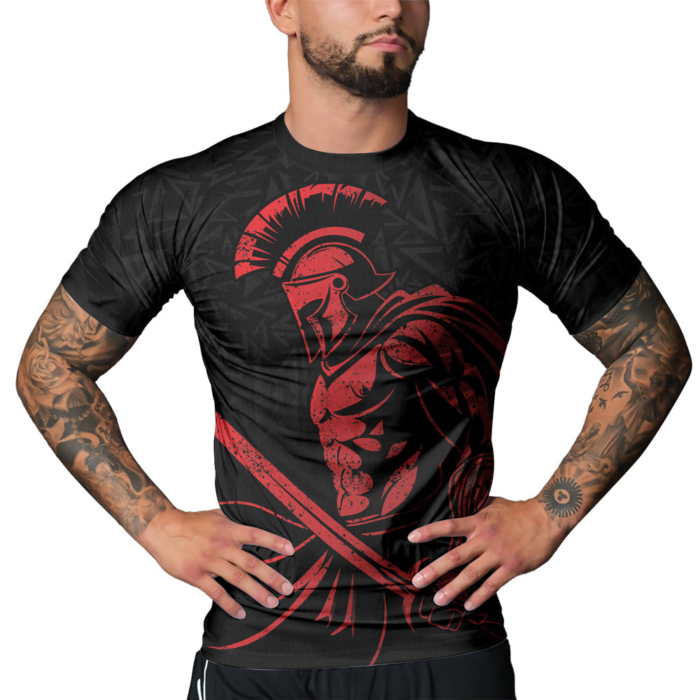 Rashninja Spartan Red Shield Men's Short Sleeve Rash Guard