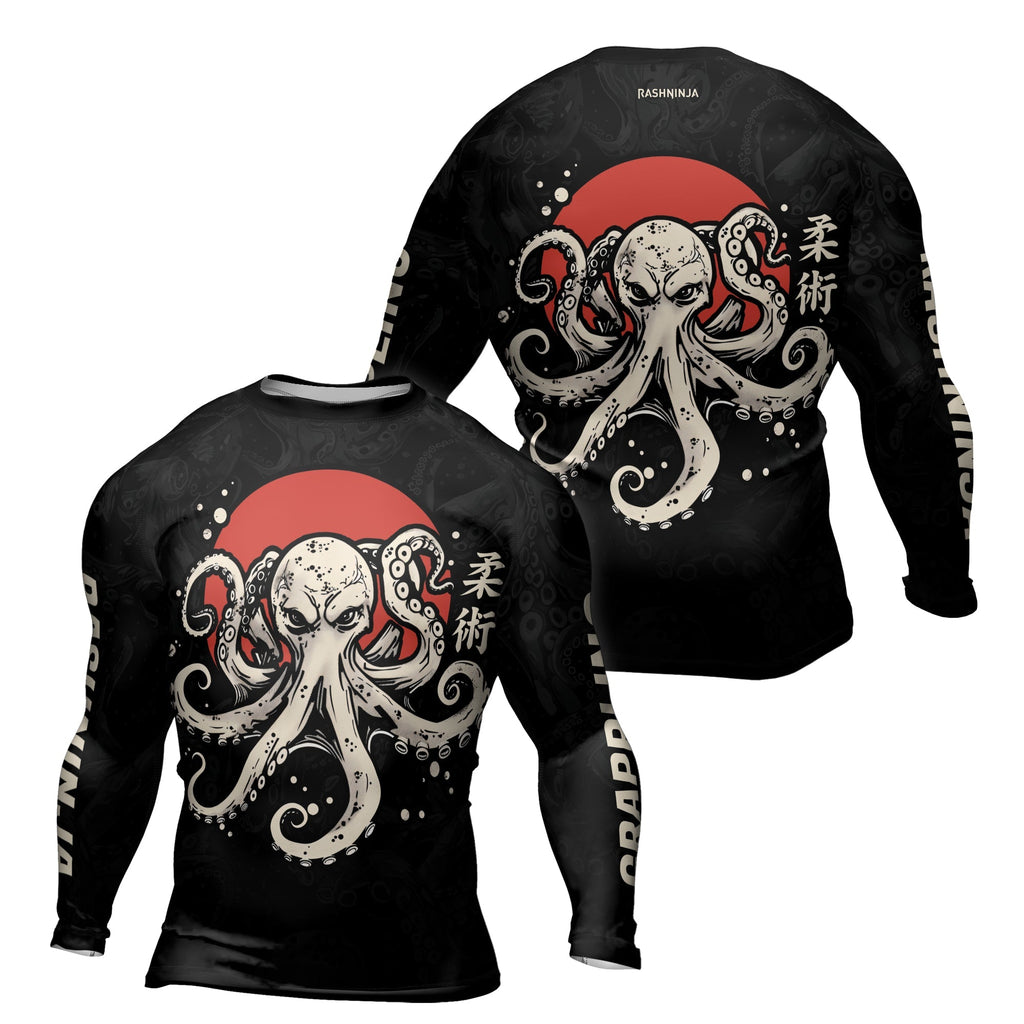 Rashninja Octopus Red Sun Men's Long Sleeve Rash Guard
