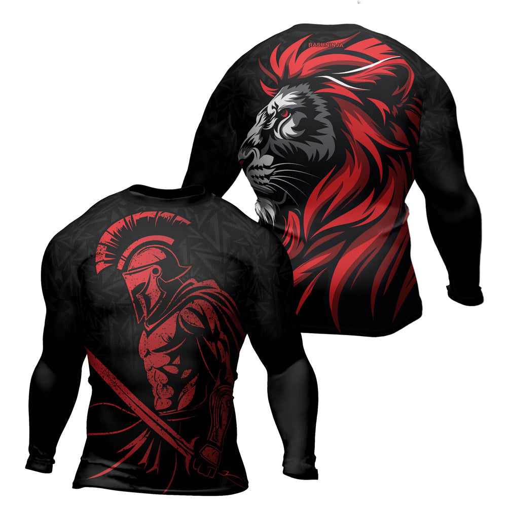Rashninja Spartan Red Shield Men's Long Sleeve Rash Guard