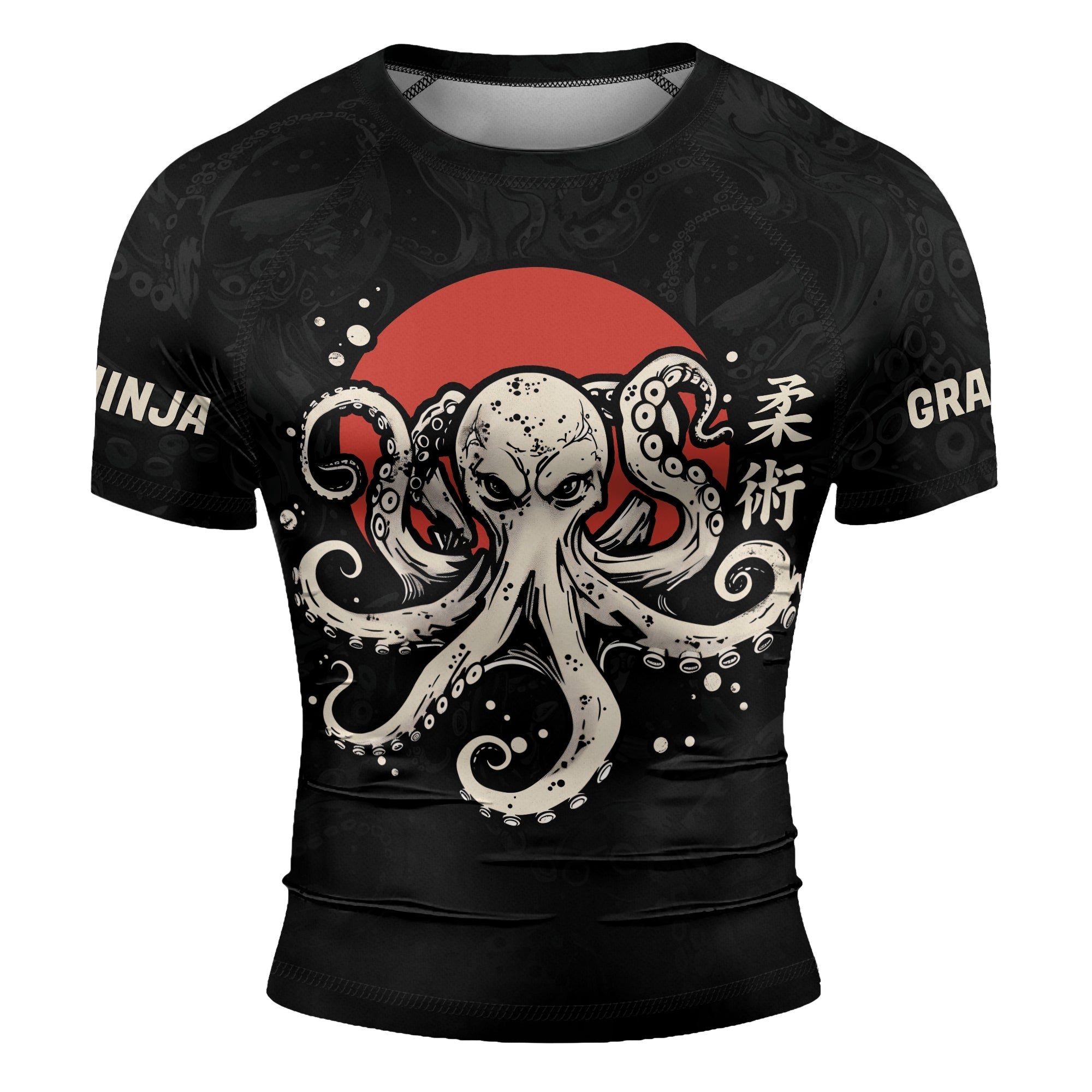 Rashninja Octopus Red Sun Men's Short Sleeve Rash Guard