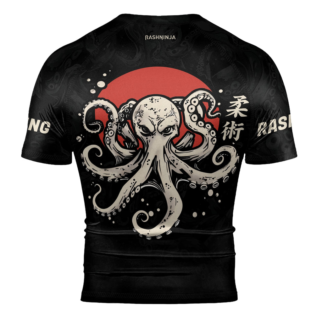 Rashninja Octopus Red Sun Men's Short Sleeve Rash Guard