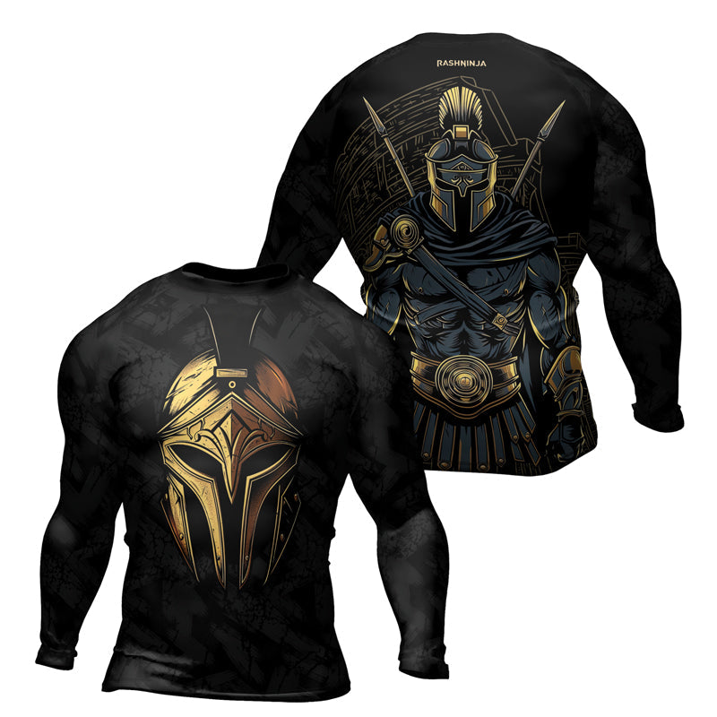 Rashninja Spartan Golden Helm Men's Long Sleeve Rash Guard